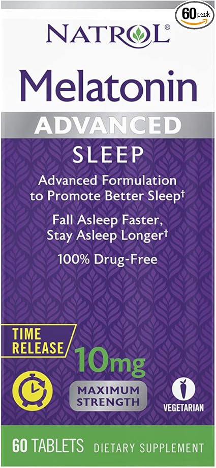 Amazon.com : Natrol Melatonin Advanced Sleep Tablets with Vitamin B6, Helps You Fall Asleep Faster, Stay Asleep Longer, 2-Layer Controlled Release, 100% Drug-Free, Multicolor, 10mg, 60 Count : Medicinal Sleep Aids : Amazon.com : Natrol Melatonin Advanced Sleep Tablets with Vitamin B6, Helps You Fall Asleep Faster, Stay Asleep Longer, 2-Layer Controlled Release, 100% Drug-Free, Multicolor, 10mg, 60 Count : Medicinal Sleep Aids :