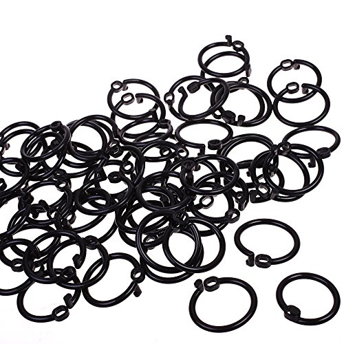 Carnation Home Fashions “Snap” Plastic Shower Curtain Hooks, Black