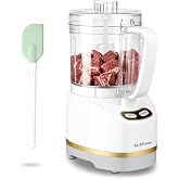 La Reveuse 2 Cup Mini Food Processor, Electric Chopper Small, White | for Mincing, Chopping, Grinding, Blending, Puree, 2 Pulse Speeds, Dishwasher Safe, (1) Spatula Included, 200 Watts, LARB1814W