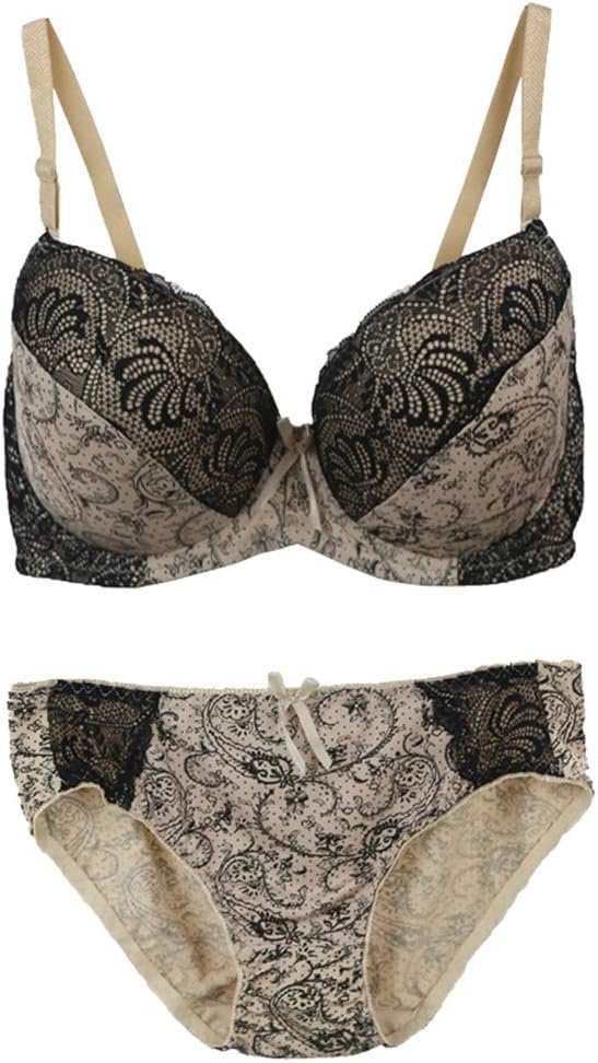 Women's Plus Size Floral Lace Push-Up Bra and Panty Set Underwire Lingerie Set