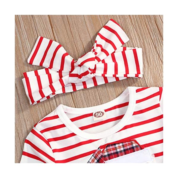 Baby Girl Christmas Outfit Toddlers Kids Santa Print Tutu Tulle Dress Long Sleeve Striped T-Shirt Dress - Image 5