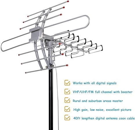 Hdtv 1080p Antenne Numerique D Exterieur 150 Mile 360 Rotor Amplifie Amazon Fr Audio Hifi
