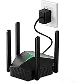 NPET AC1200 Dual Band WiFi Extender, 1.2Gbps Whole Home Coverage up to 7000 Sq.ft, Supports 32 Devices, Connectivity with USB-C, 2 Ethernet Ports, Black