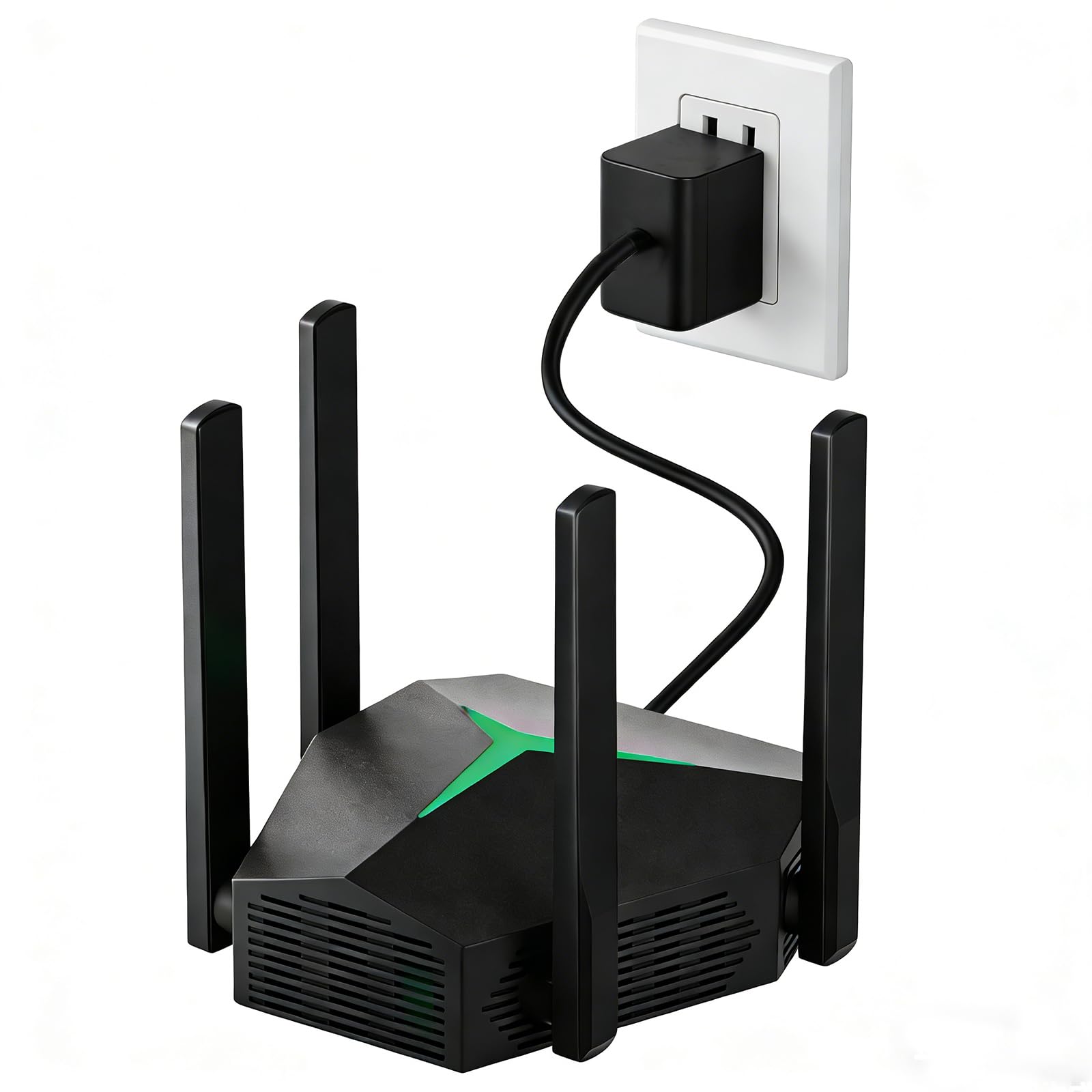 Photo 1 of NPET AC1200 Dual Band WiFi Extender, 1.2Gbps Whole Home Coverage up to 7000 Sq.ft, Supports 32 Devices, Connectivity with USB-C, 2 Ethernet Ports, Black