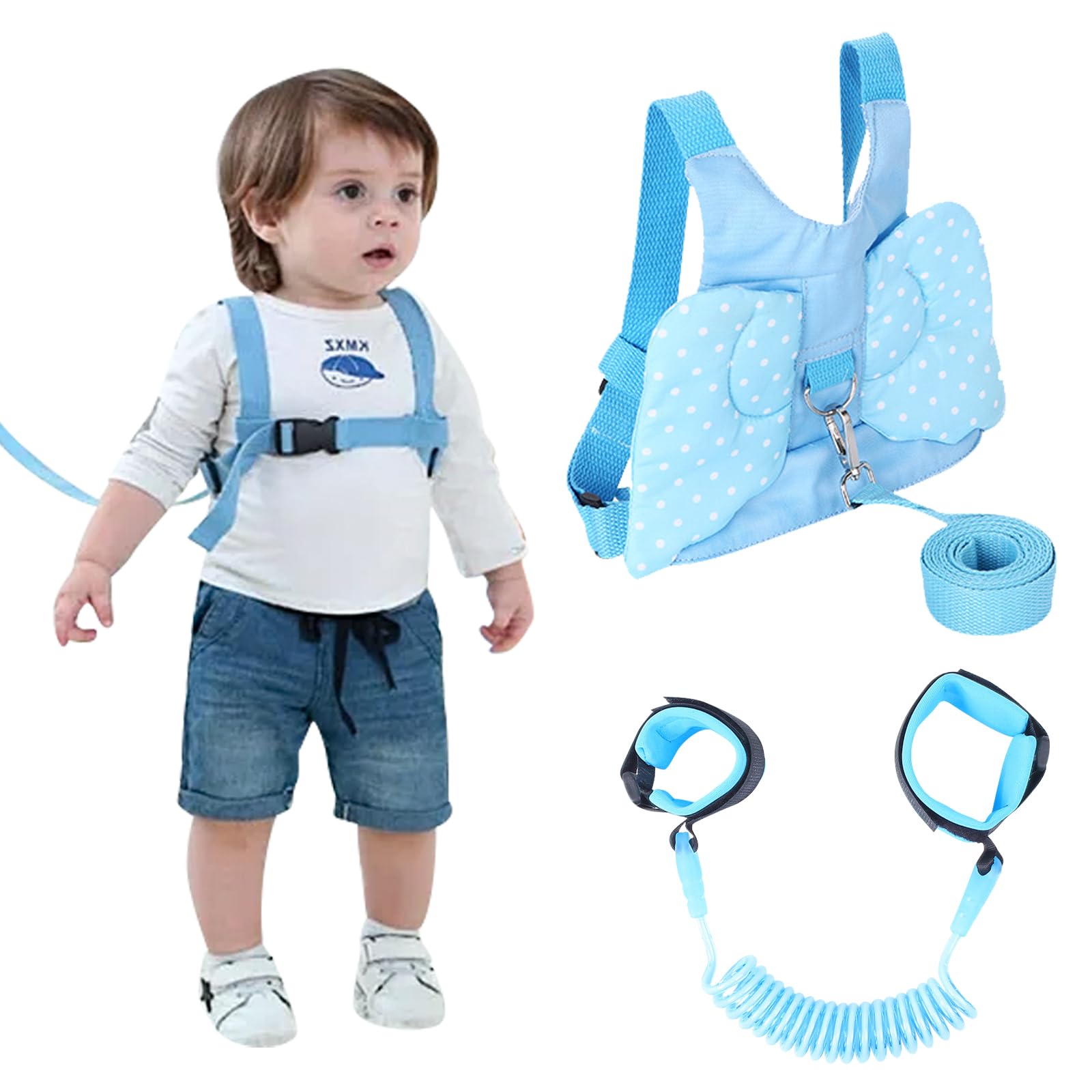 DKDDSSS Baby Walking Reins, Baby Reins, Baby Toddler Walking Harness, with Safety Rein, Baby Reins Walking Harness Butterfly Wings, with Anti Lost Wrist Link for Toddlers Boys and Girls