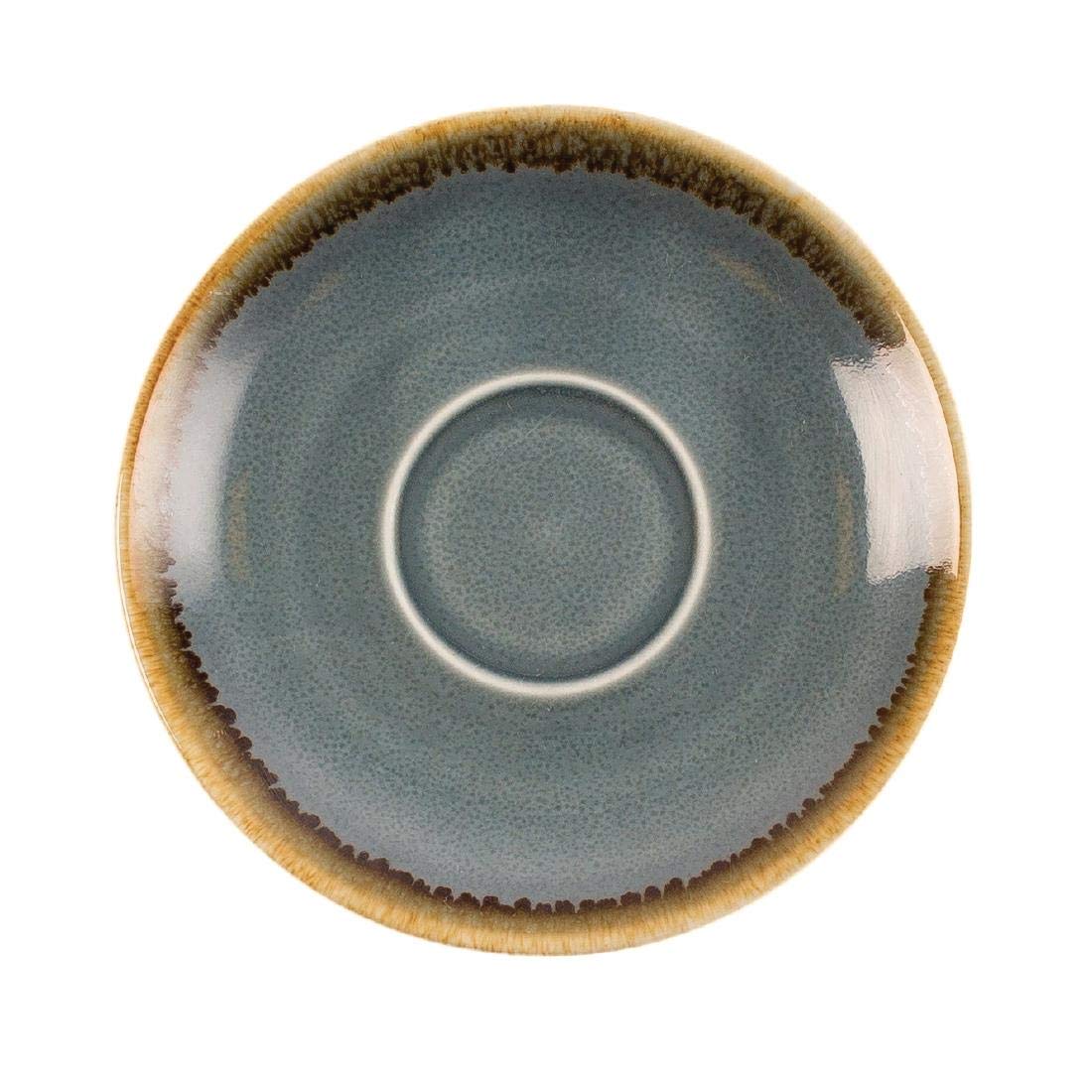 Olympia Kiln Ocean Espresso Coffee Saucer Set (Pack of 6), Ocean Blue, Porcelain, Size: 115(Dia) mm/4.5 inch - Dishwasher & Microwave Safe, GP345