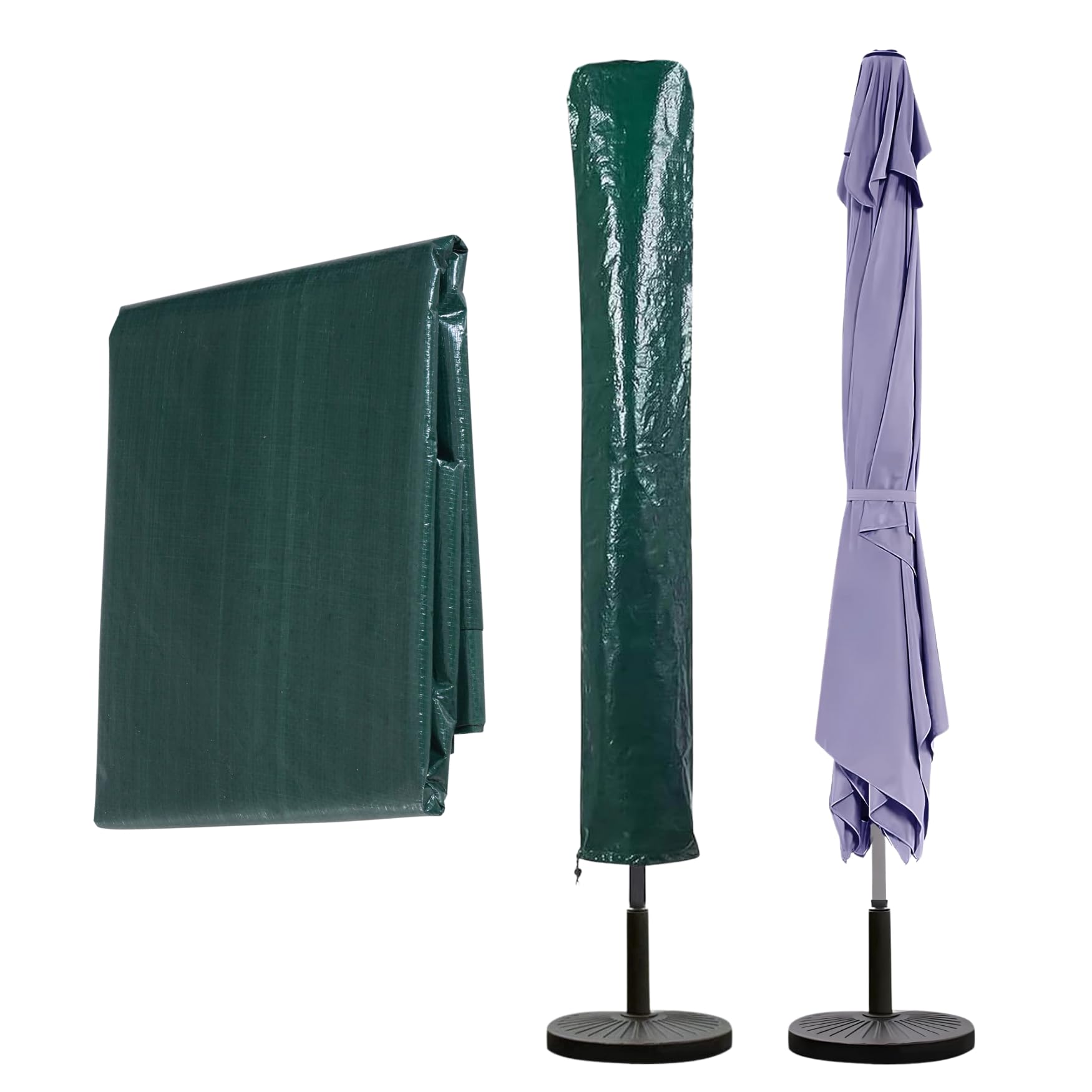 Garden Mile Large Green Waterproof Parasol Umbrella Cover Heavy Duty Green Cantilever Parasol Protector with UV Shield, Windproof Drawstring & Full Zip for Outdoor Garden Umbrellas