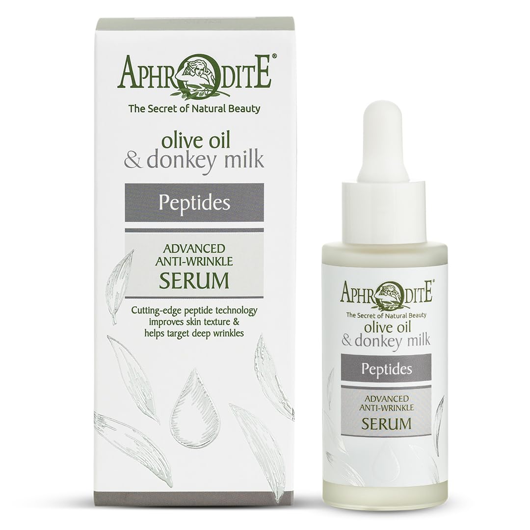 Aphrodite Peptide-Rich Anti-Wrinkle Serum - Collagen Boosting Peptides - Intensive Wrinkle Reduction - Donkey Milk & Ceramides - Skin Firming & Hydrating Formula
