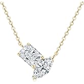 EONFUN Radiant and Marquise Cut Moissanite Pendant Necklace, 3cttw D Color VVS1 925 Sterling Silver Dainty Pendant for Women Wife Girlfriend Jewelry Gifts (Gold)