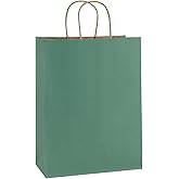 BagDream Gift Bags 10x5x13 25Pcs Kraft Paper Shopping Bags with Handles, for Gifts, Business, Merchandise, Retail, Birthday Party Favor, Green Striped Recycled Paper Sacks