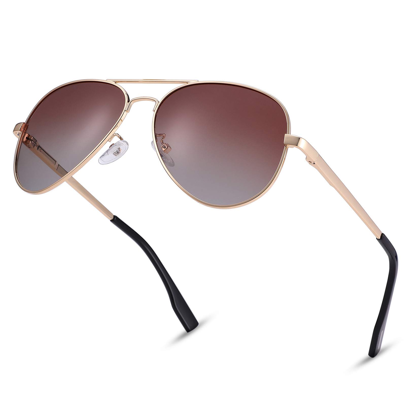 Photo 1 of NULOOQ Extra Small Aviator Polarized Sunglasses for Small Face Women Men Juniors and Kids 52mm (Gold/Gradient Brown)