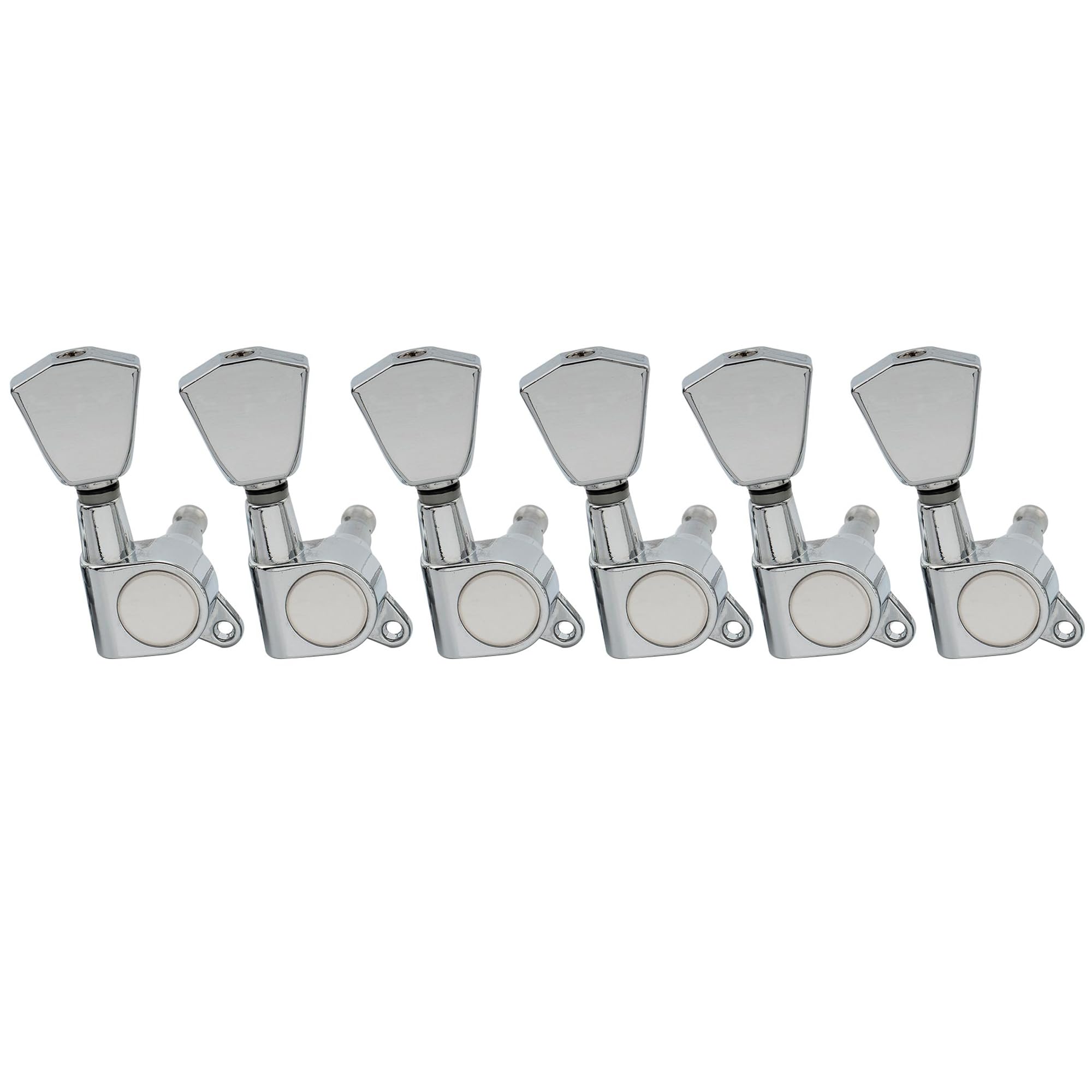 Musiclily Pro 6 inline Guitar Tuners Tuning Pegs Keys Machine Heads Set for Fender Strat Tele Electric Guitar, Tulip Button Chrome