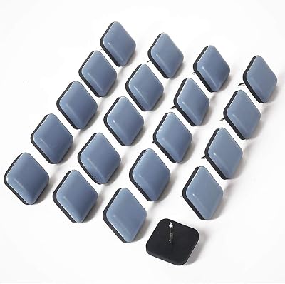 GINOYA Teflon Furniture Sliders 20pc 25mm Nail-On 5 Chairs Grey-Blue