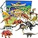 IROCH Dinosaur Action Figure Toys - 12pcs 7 Inch Jumbo STEM Educational Realistic Plastic Dinosaur Playset For 3 Years Up Toddlers and Older Kids+ Easter Eggs (Random Color) (12PCS)