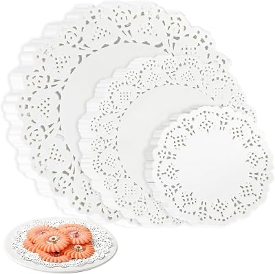 Jeffdad 150 Pcs Assorted Doilies 4.5/6.5/8.5 White Lace Paper Pads
