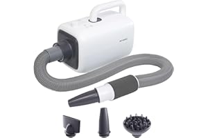 PET MARVEL Dog Dryer, High Velocity Pet Blow Dryer for Grooming, Adjustable Temperature and Speed with 3 Nozzles, Profesional Force Pet Hair Dryer Home Travel