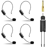 Wireless Microphone System for 4 People,2.4G Wireless Headset Mics and Handheld Mics 2 in 1,Ideal for Speakers,Voice Amplifier,PA System,Teacher,Tour Guides,Fitness Instructor