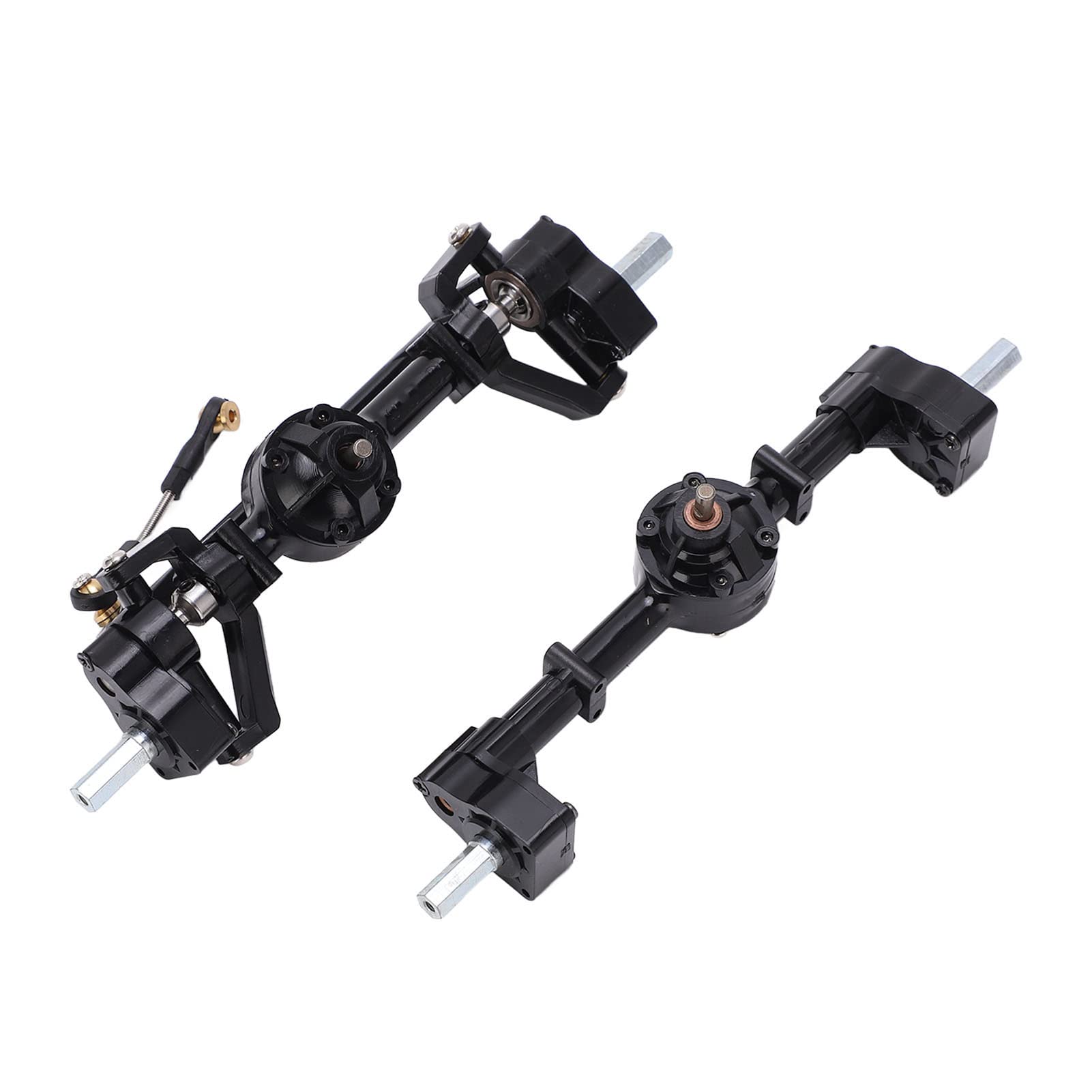 RC Front Rear Axle, 2pcs RC Axles Complete Set Compatible with WPL B14 B24 C14 C24 C34 C44 WPL FY 1/16 RC Car Upgrade Parts, Metal Front & Rear Axle Assembly Gearbox Set with Mounting Screws