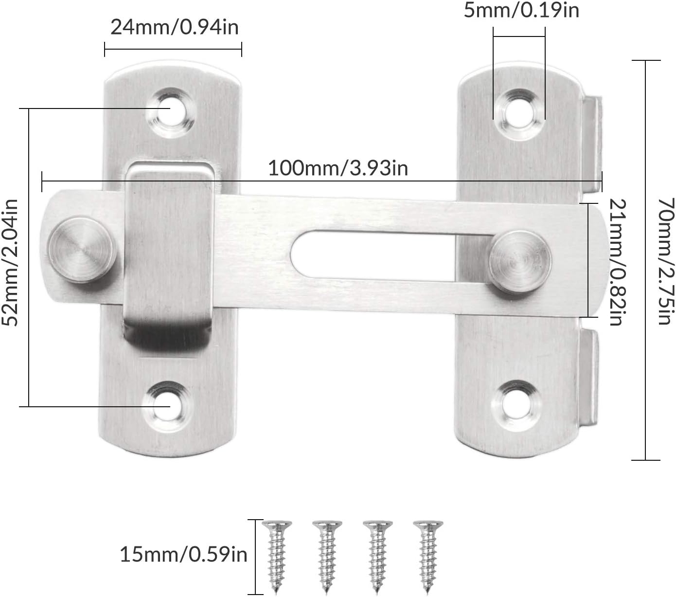 3Pcs Pet Gate Latch Stainless Steel Door Lock, Door Hasp Lock Flip