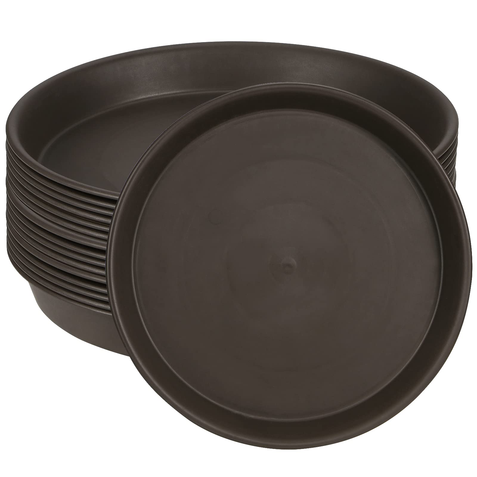ZOENHOU 20 Pack 16 CM Plant Saucers, Brown Round Large Thickened Plastic Plant Pot Saucers Flower Drip Trays for Indoor Outdoor Garden