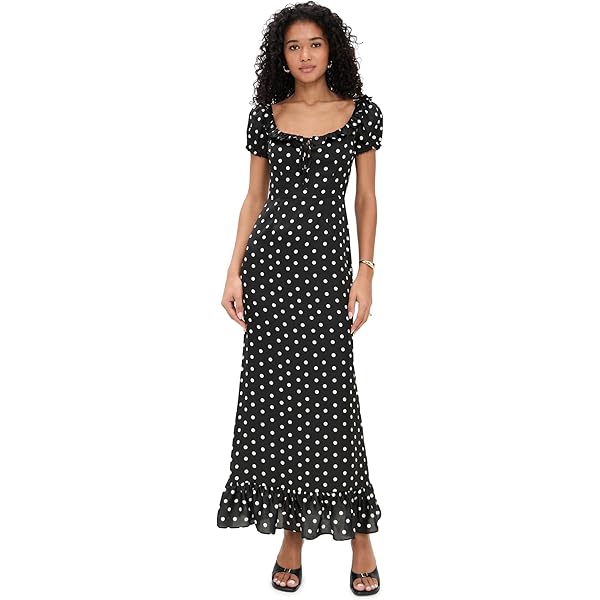 Self Portrait Women's Navy Polka Dot Satin Midi Dress, Navy, 0 at Amazon  Women's Clothing store