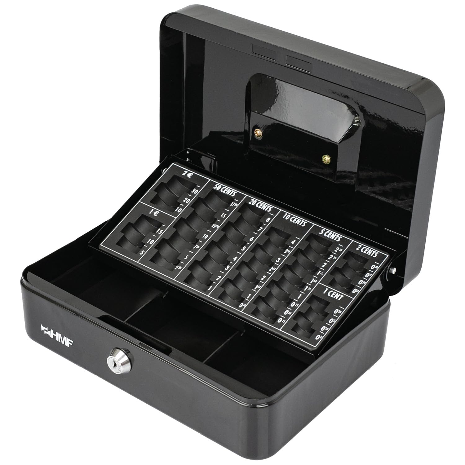 HMF 10022-02 Cash Box with EURO Coin Tray 25 x 18 x 9 cm, black
