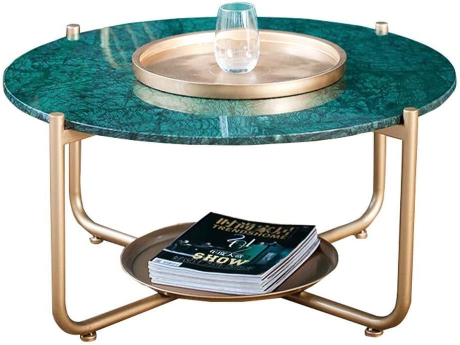 QRFDIAN Nordic table marble coffee table round living room table fashion wrought iron coffee table Nest Tables (Size : 60cm)