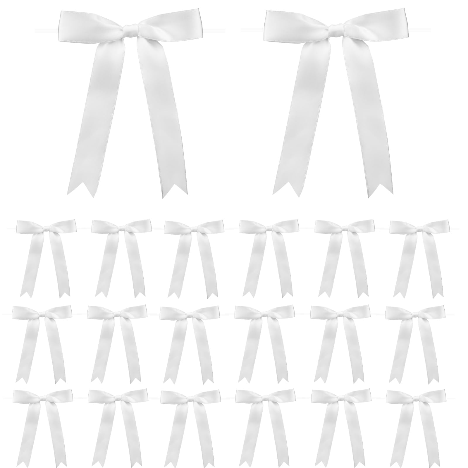 Photo 1 of 30Pcs Satin Ribbon White Bows 5x7 Inch Twist Tie Bow for Gift Wrapping Champagne Bottle Cake Treat Bag Craft DIY Gift Christmas Birthday Party Balloons & Garland Home Decor
