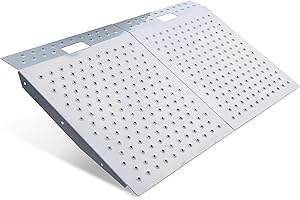 VNN 29" x 48" Shed Ramp for Riding Mower & Lawn Equipment | 1500 LB Capacity Anti-Slip Punch Plate Ramp for ATV, Motorcycles, Garages & Barns (2PC, Aluminum)