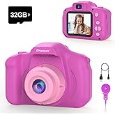 PROGRACE Kids Camera for Girls and Boys Ages 3-12, Toddler Digital Camera with IPS HD Screen, 1080P HD Video, 32GB SD Card, Perfect Birthday Purple