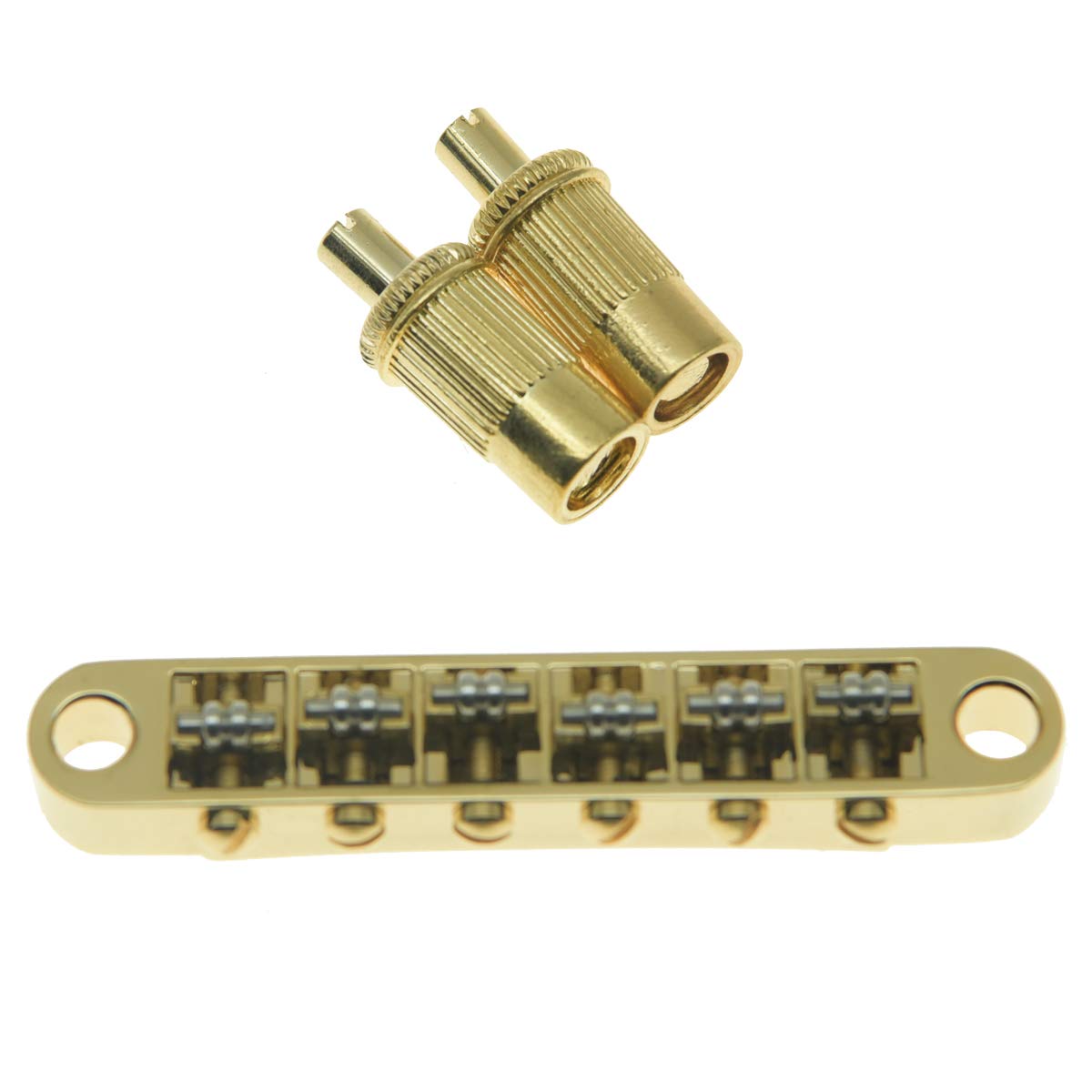 KAISH Gold Guitar Roller Saddle Bridge Tune-O-Matic Bridge For Epiphone Les Paul,SG,Dot,Bigsby Guitar with M8 Threaded Posts