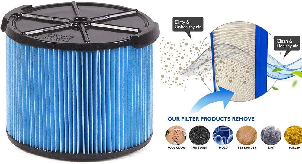 Filter replace RIDGID VF3500 3-Layer Wet/Dry Vacuum Dust Filter for RIDGID WD4050 3 to 4.5 Gallon Vacuums - - 