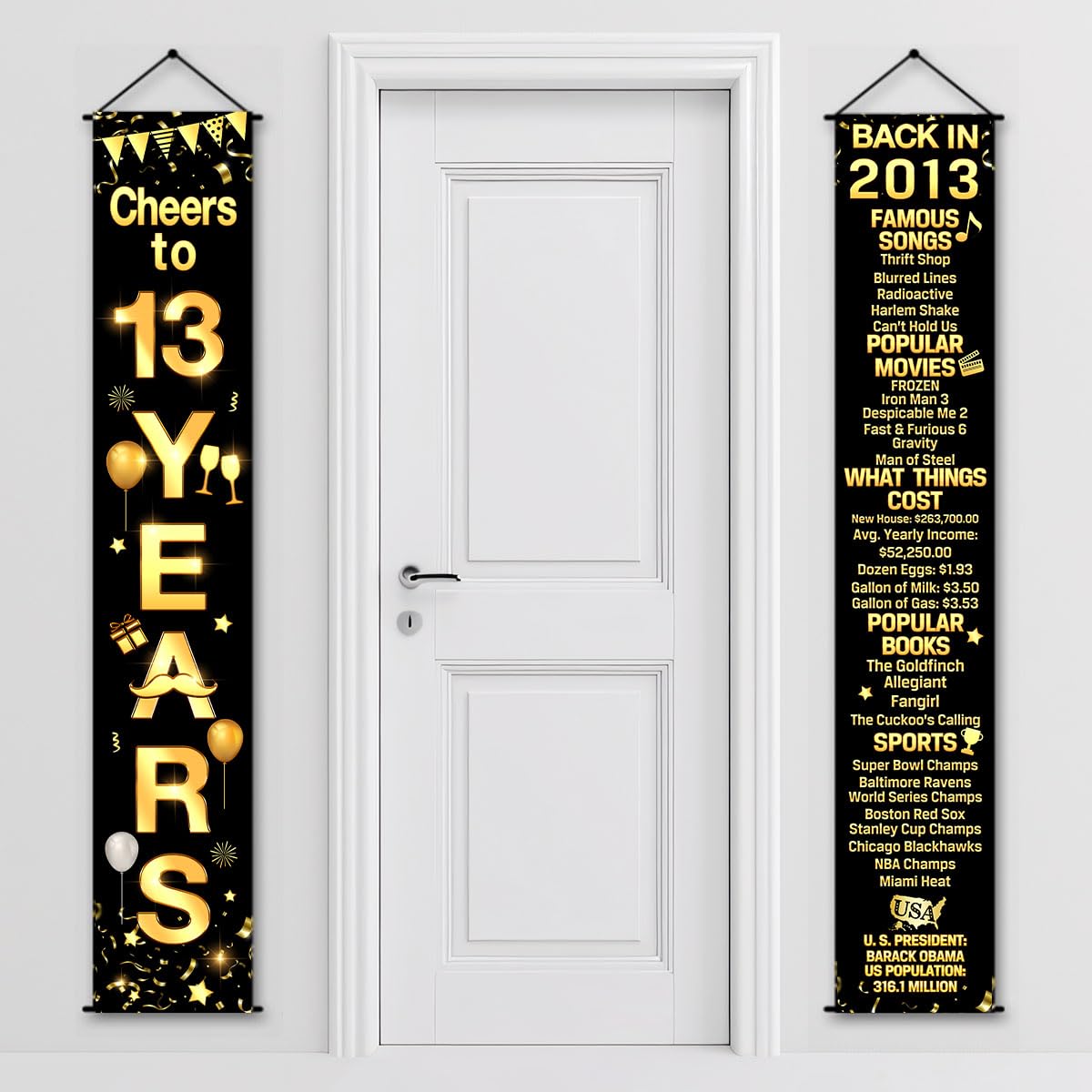 Photo 1 of 13th Birthday Party Anniversary Decorations Cheers to 13 Years Banner Party Decorations Welcome Porch Sign for Years Birthday Supplies (13th-2013)