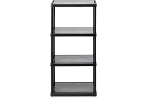 Gracious Living 4 Shelf Fixed Height Solid Light Duty Storage Unit 12 x 24 x 48" Organizer System for Home, Garage, Basement, & Laundry, Black