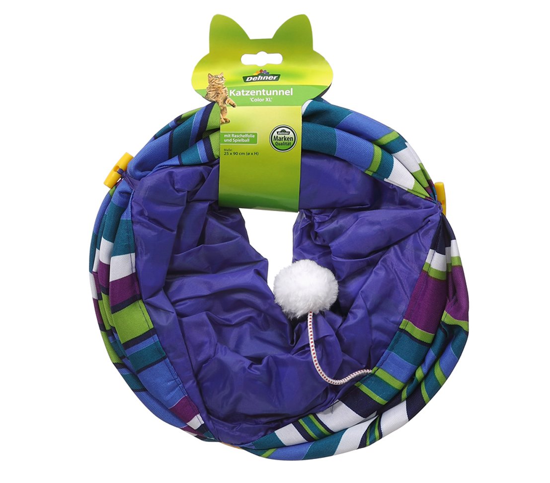 Dehner Cat Tunnel Color XL, Diameter 25 cm/Length 90 cm Polyester Blue
