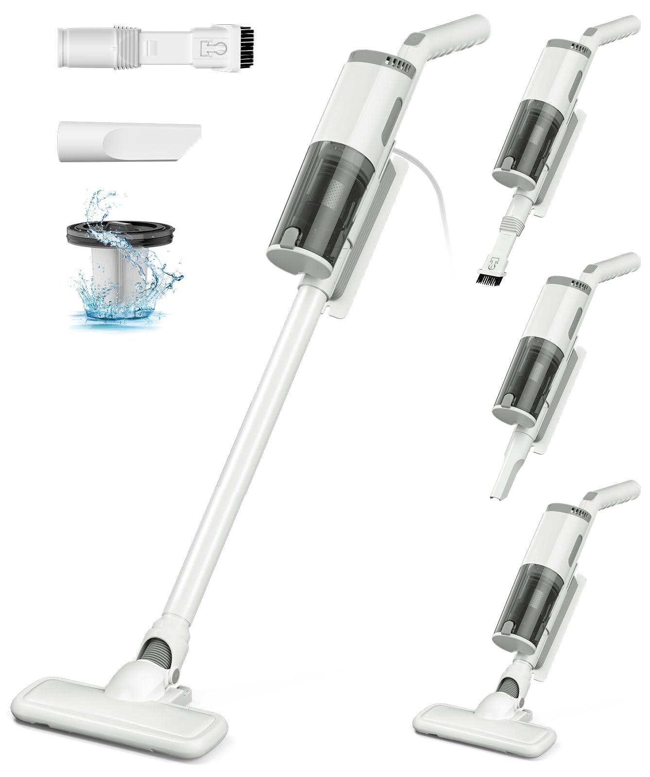 掃除機コード式 【2024革新モデル&30kpa強力吸引&超軽量＆3点ノズル付き】 コード式掃除機 6M電源コード サイクロン 軽量 2WAYスティック 家庭 180°/90°回転 遠心分離 HEPA多重濾過 コンパクト ハンディ 卓上/本棚/ハードフロア/階段/フローリング/カーペット/カーテン/ソファ/車に適用 日本PSE認証済 母の日 敬老の日 プレゼント商品画像