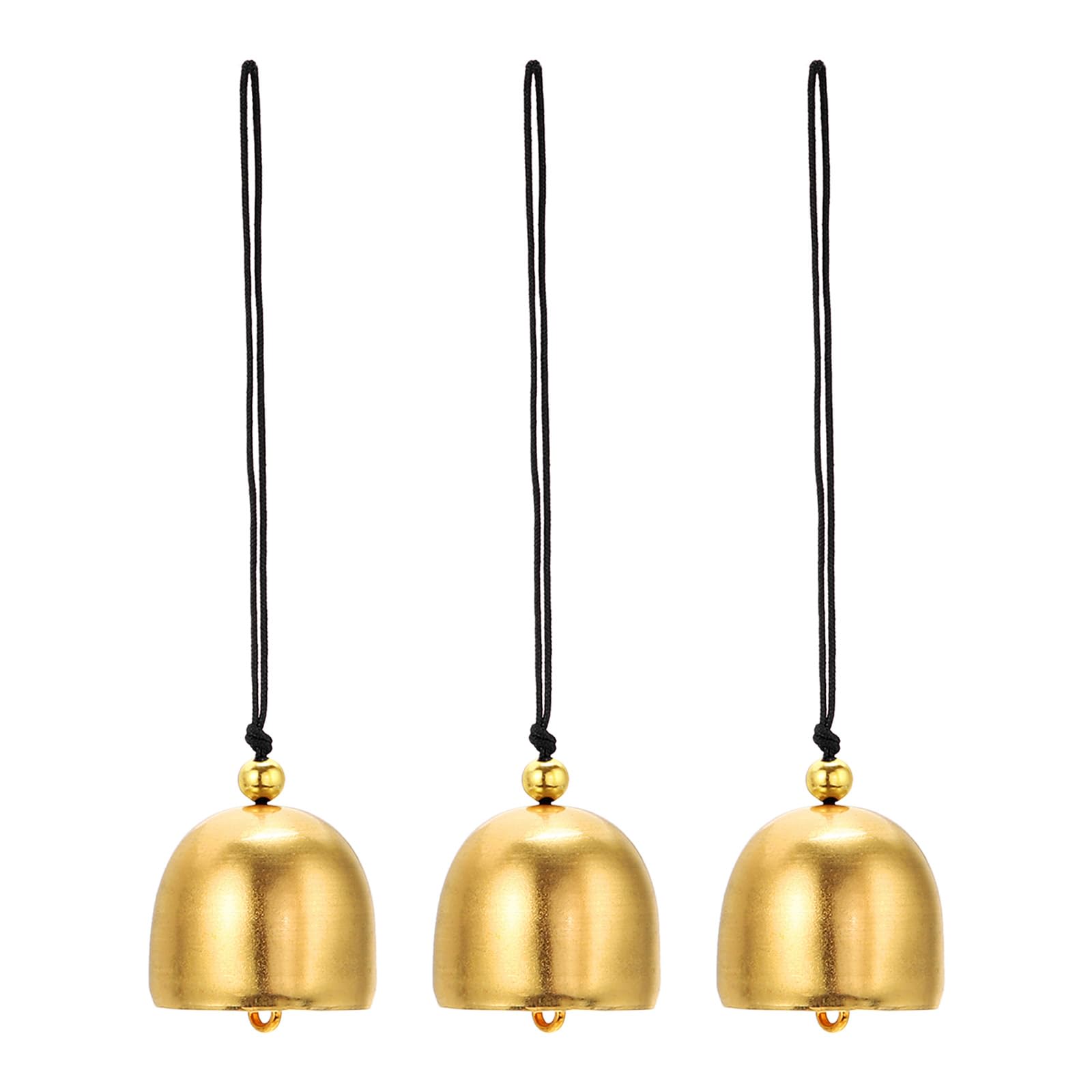 PATIKIL 3 Pcs Wind Chime, Hanging Bells Temple Bells Retro Outdoor Hanging Metal Chinese Wind Chime Round for Outside Garden Camping, Gold Black