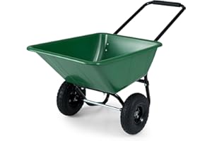 Goplus 2 Wheel Wheelbarrow, 330 LBS Utility Garden Cart with 10” Pneumatic Tires & Handle, 21 Gal Volume, Yard Dump Cart Wheel Barrow, Heavy Duty Wheel Barrow for Lawn