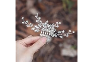 Jeairts Rhinestone Bridal Hair Comb Crystal Wedding Hair Pieces Sparkly Brides Headpiece Hair Dress Decorative Wedding Hair Accessories for Brides and Bridesmaids (1-Silver)