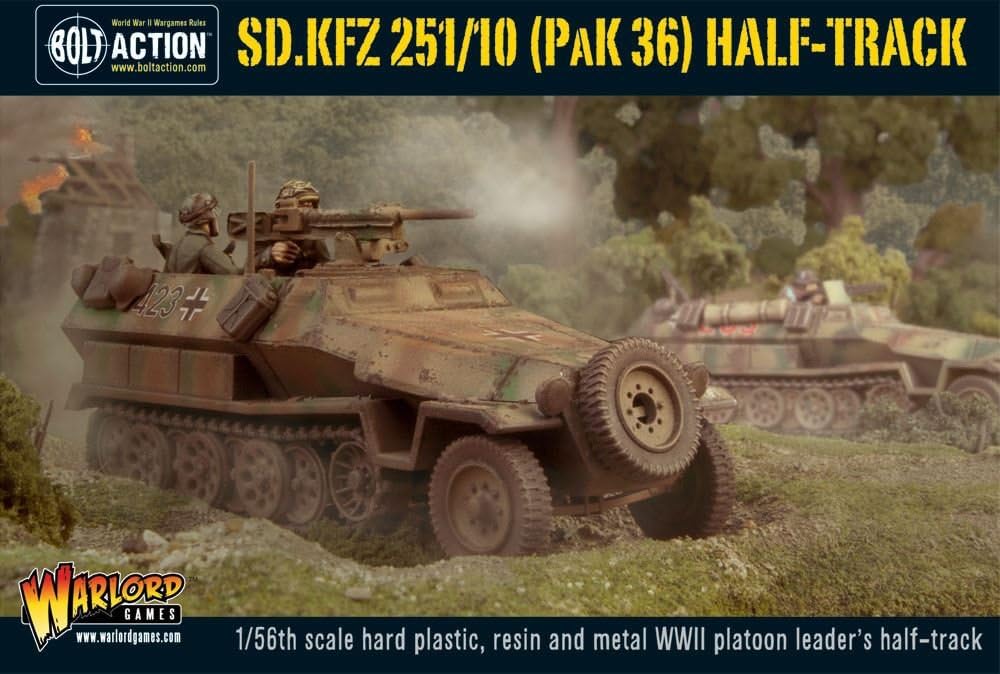 Sd.kfz 251 10 Pak 36 Half Track Tank Miniature, Earth tones, gray, silver, green