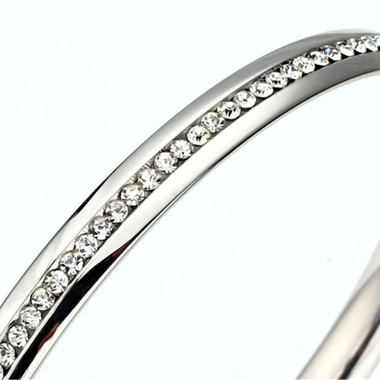 Zysta Élégant Bracelet Fin Jonc en Acier Inoxydable avec Zirconium Blanc Idée Cadeau pour Femme Homme