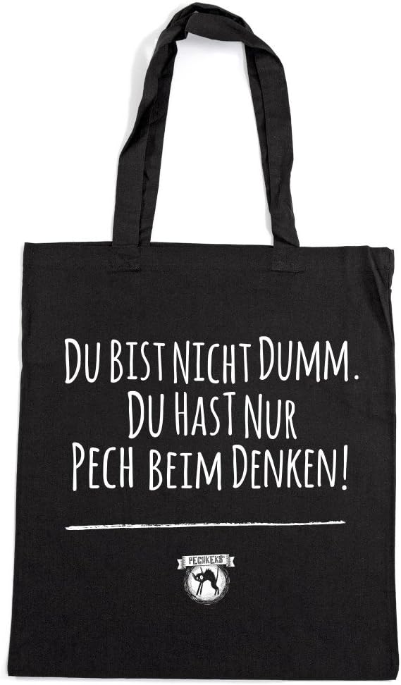 Pechkeks Misfortune Cookies 10112 - Bag "Pech beim Denken" Cloth bag bag shoulder bag shopper bag Black Humor 40.5 x 36.5 cm