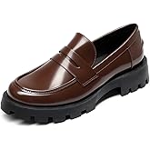 DREAM PAIRS Womens Loafers, Lug Sole Slip On Platform Chunky Penny Loafers for Women Dressy and Work, Business Casual Shoes for Women