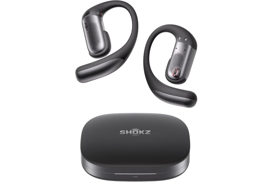 SHOKZ OpenFit Pro Open-Ear True Wireless Earbuds with Open-Ear Noise Reduction, Optimised for Dolby Atmos, Deep Bass, 50H Playtime, AI-Powered Clear Calls for Work, Sport, Bluetooth 6.1, IP55, Black
