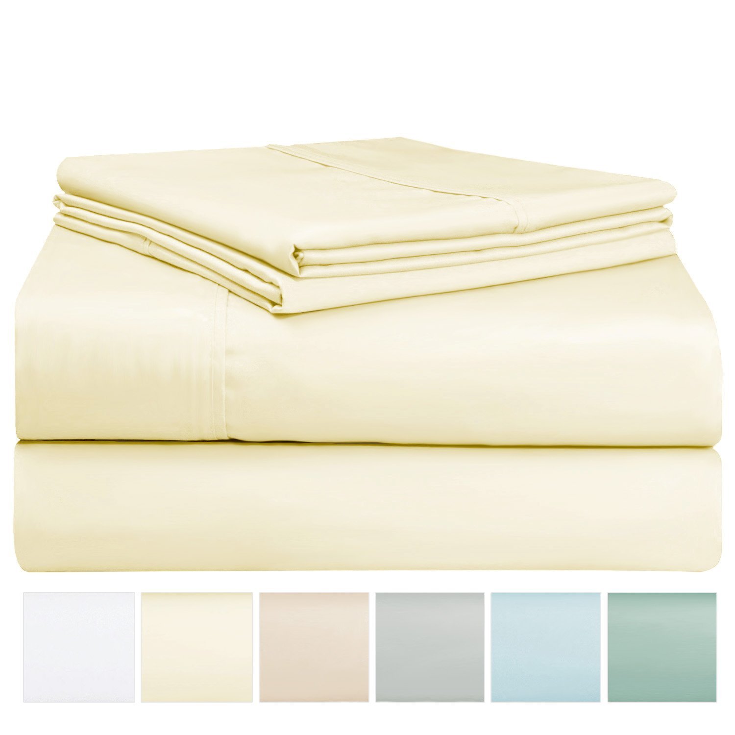 Soft 500 Thread Count Queen Sheets Set Cream, 100 Long Staple Cotton