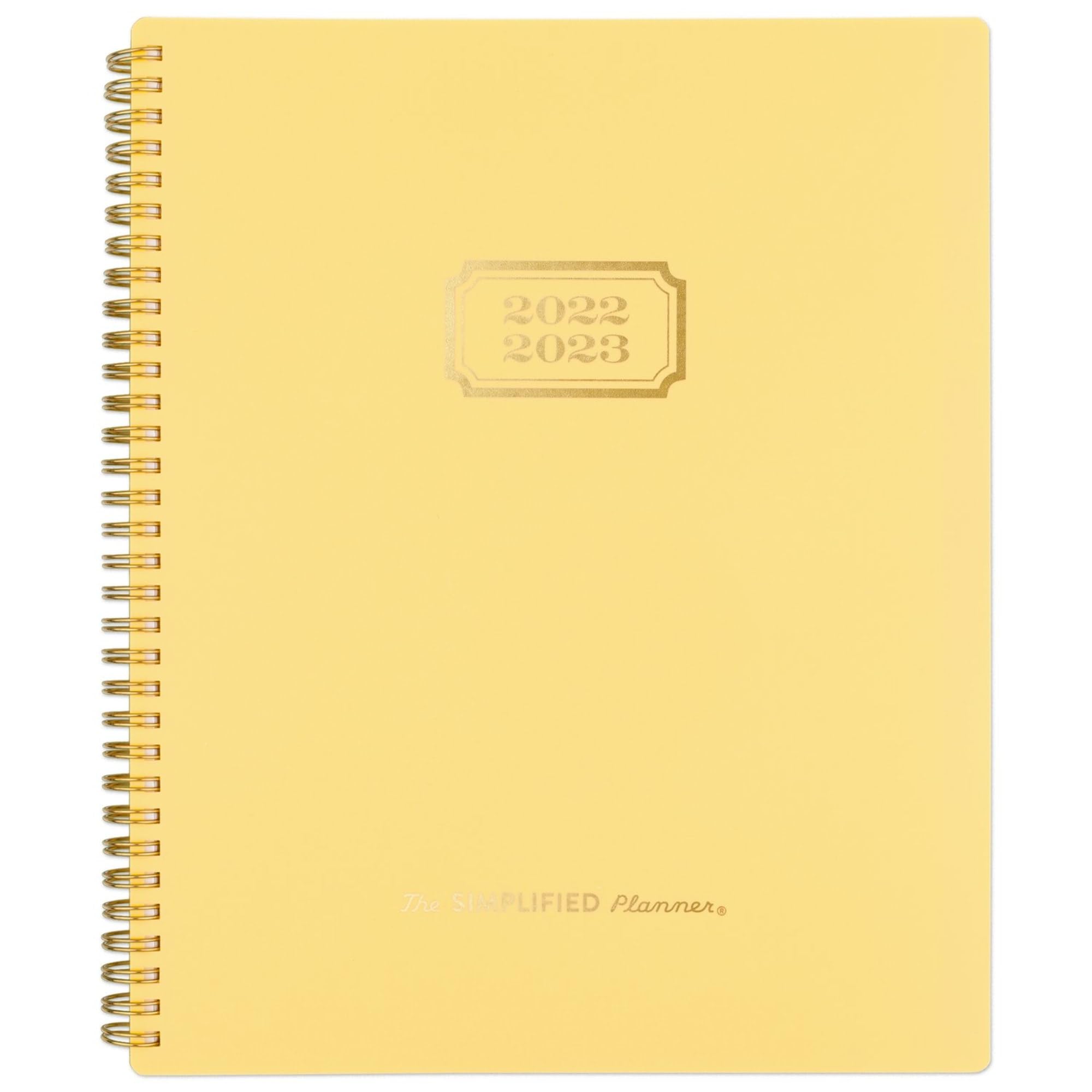 AT-A-GLANCE 2022-2023 Planner, Weekly & Monthly Academic, 8-1/2" x 11", Large, Simplified by Emily Ley, Yellow Linen (EL85-905A)
