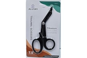 ALUSKI® 7.5” Black Titanium Coated Scissors, Nurse Scissors, Medical Scissors. Bandage Scissors and Trauma Shears for Nurses and Vets The Paramedic, EMT, Nurse or Any Emergency Healthcare Provider
