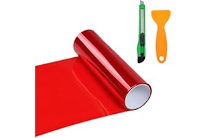 LSKASELUE Rouleau de film teinté extra large en vinyle teinté pour phares de voiture avec raclette et cutter, 30,5 x 121,9 cm