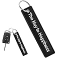 Ohleats Personalized Keychain, Label Embroidery Key Chain with Text, Customized Tag Keyring for Women Men, Car Accessories (The Key To Happiness)