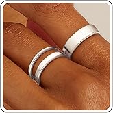 ZHESHY Stackable Silver Gold Rings for Women Non Tarnish 14K Gold Plated Cigar Plain Band Rings Set Dainty Stacking Thumb Rings Wedding Bands Size 6-10